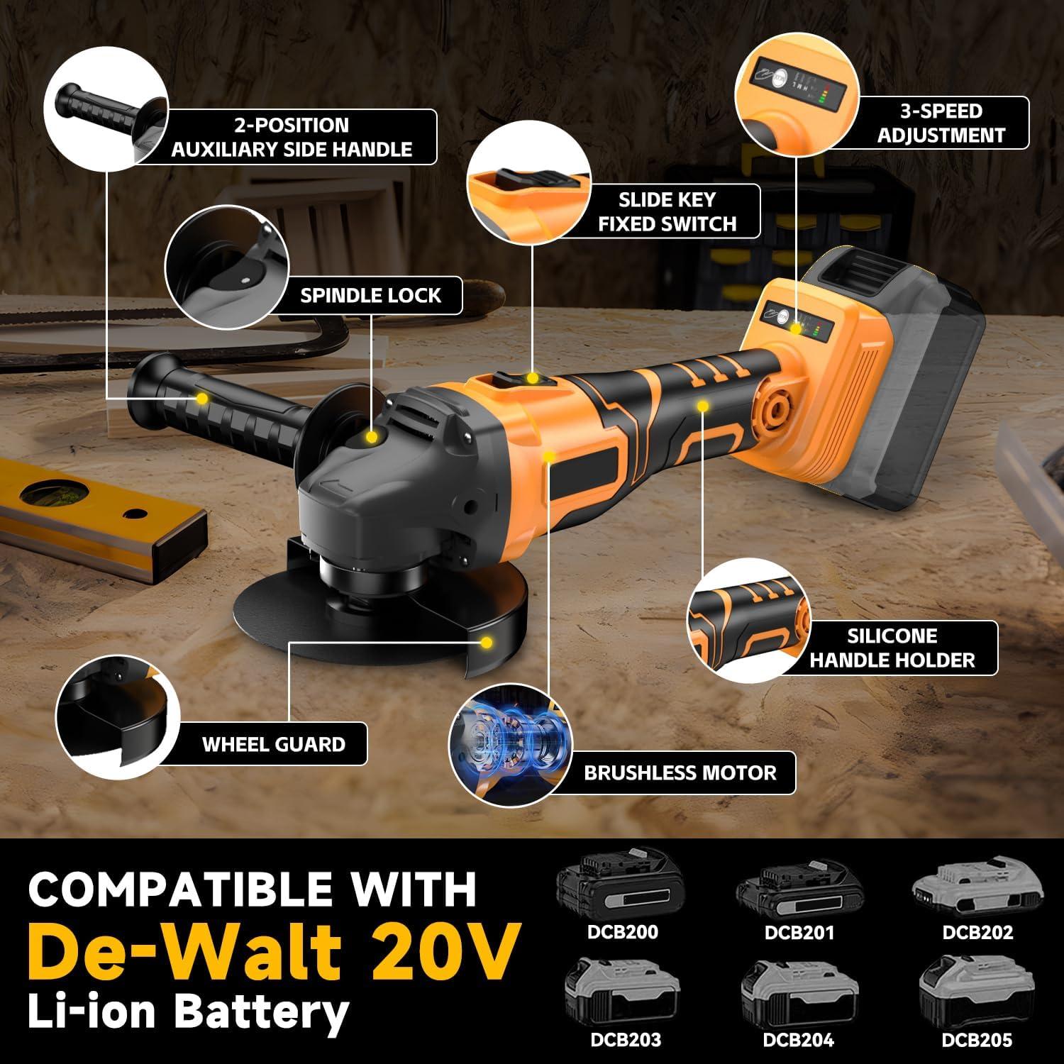 Amoladora Angular Inalámbrica GUNOZE 20V 8500 RPM Sin Batería