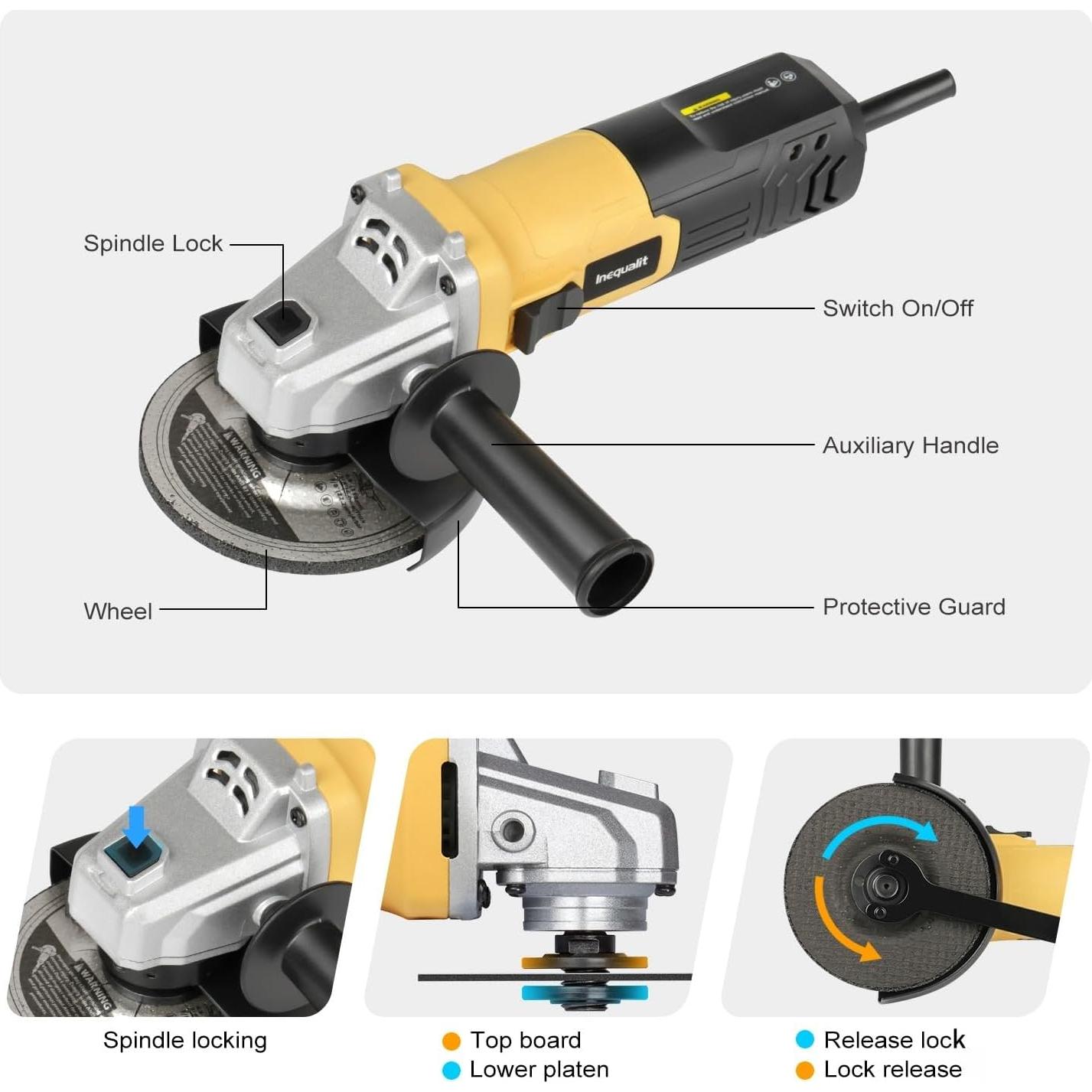 Amoladora Angular Inequalit 750W 12000RPM 4.5" con Accesorios