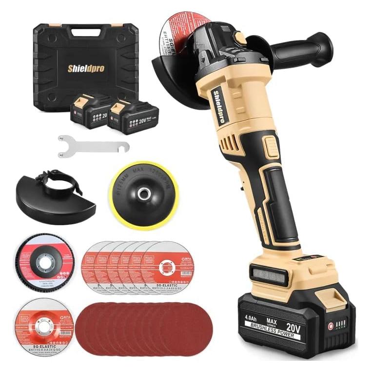 Amoladora Angular Inalámbrica Shieldpro 20V 4.0Ah 9500 RPM