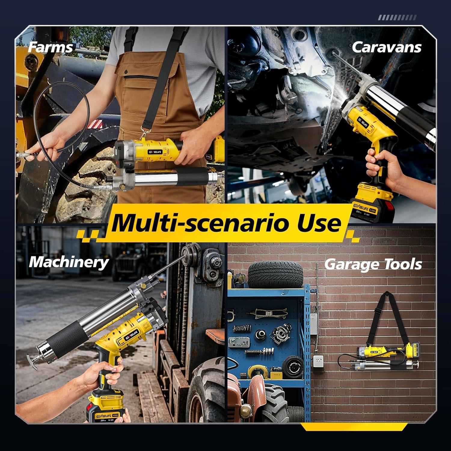 Pistola de Grasa Eléctrica GEVEELIFE HYQ 12,000 PSI 2x4000mAh