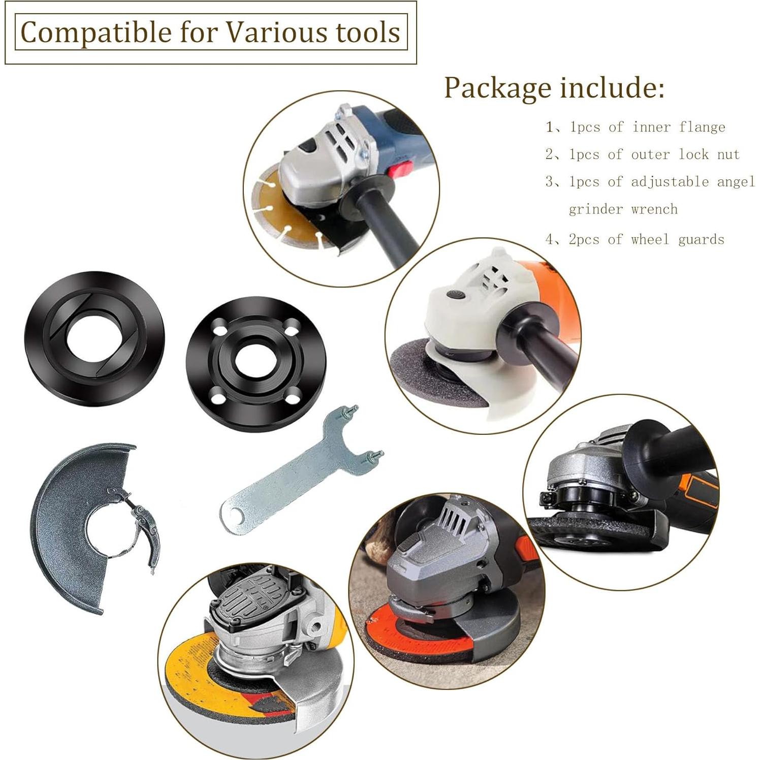 126686-3 4-1/2" 115mm 5” 125mm Angle Grinder Safety Guard Protector Flange Wrench Metal Lock Nut Replace for DEWALT BOSCH MAKITA XAG04T XAG04Z XAG09Z XAG11Z RYOBI METABO Angle Grinder