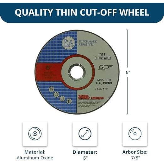 Disco de Corte 6" Benchmark Abrasives para Metal y Acero Inoxidable