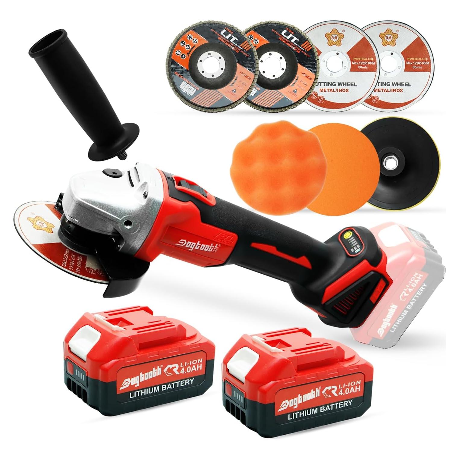 Amoladora Angular Inalámbrica DOGTOOTH 21V 3 en 1 con 2 Baterías