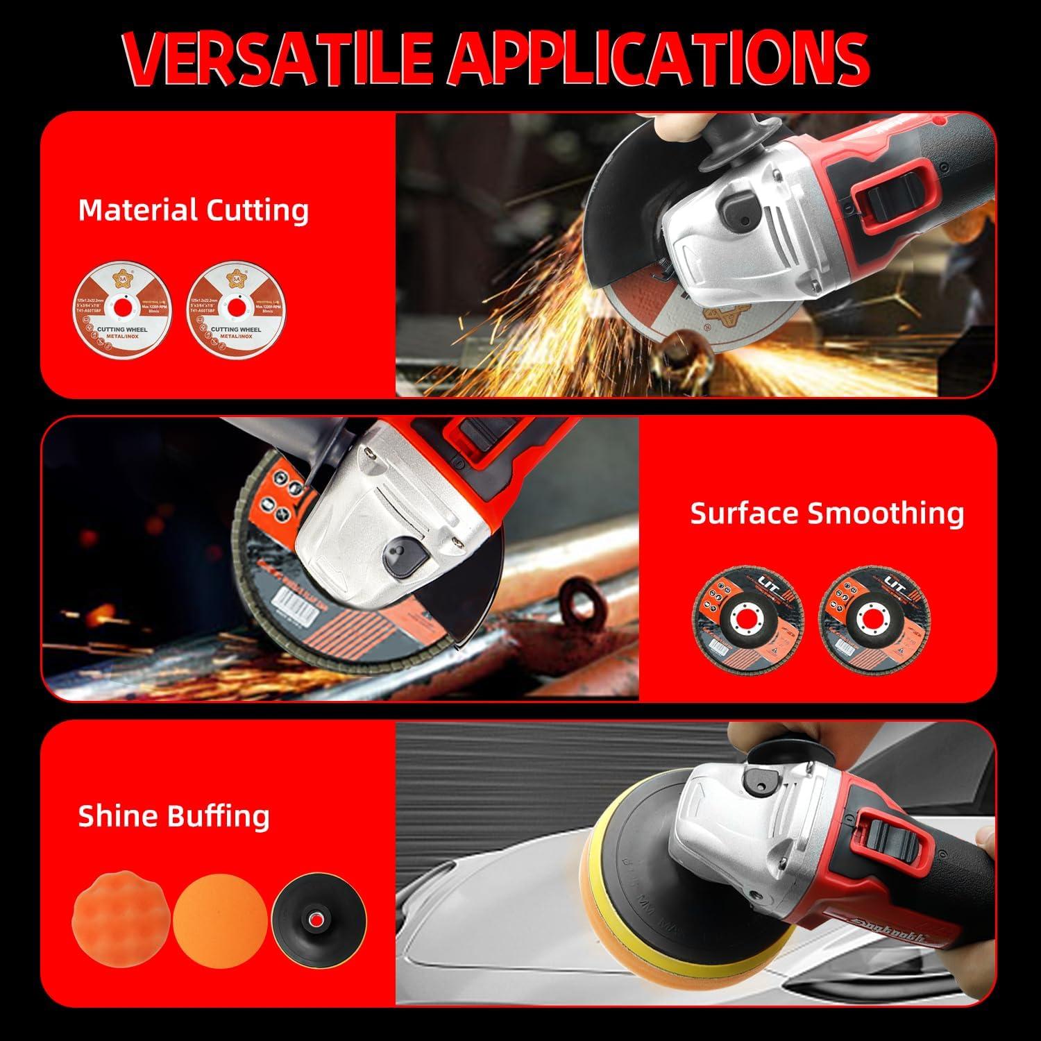 Amoladora Angular Inalámbrica DOGTOOTH 21V 3 en 1 con 2 Baterías