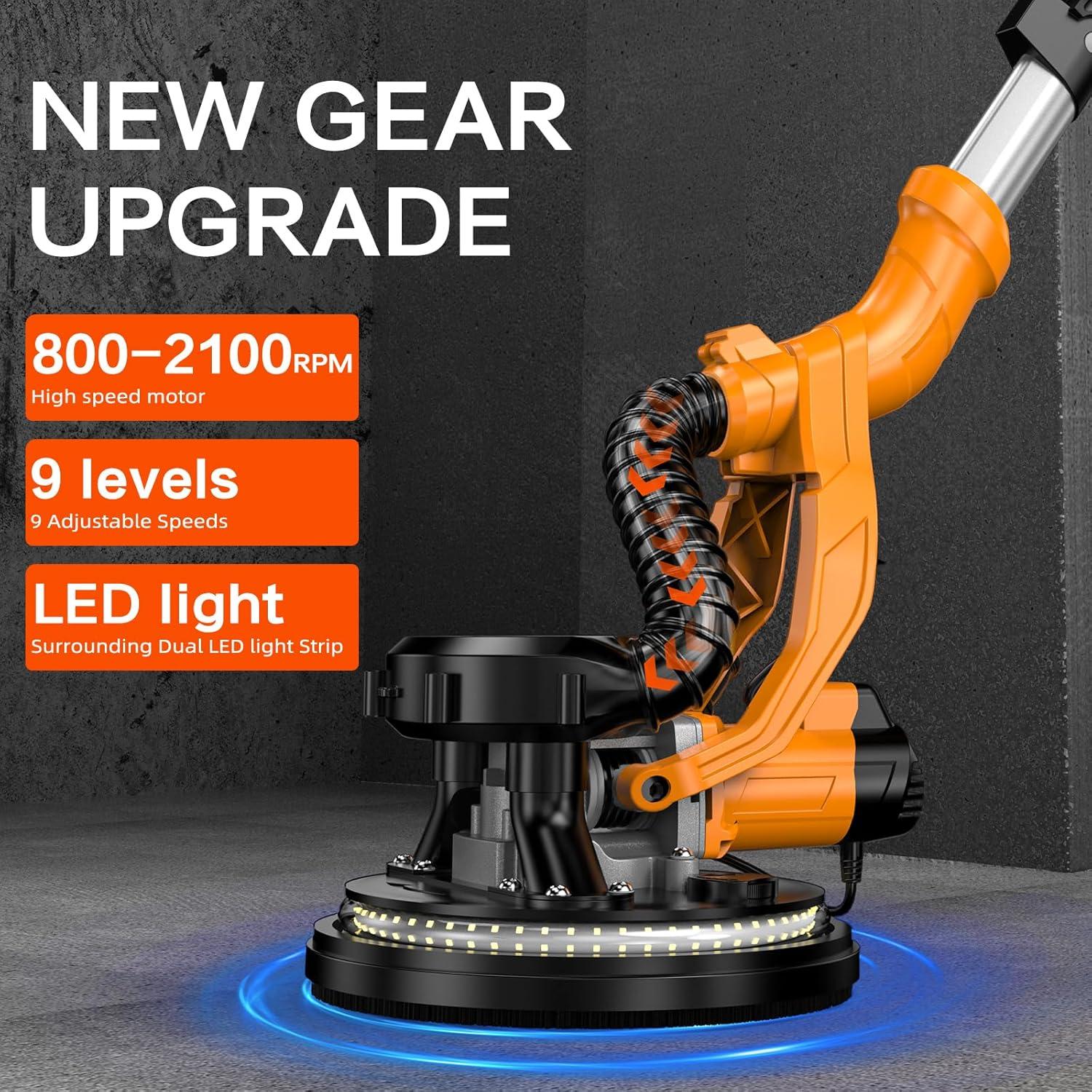 Lijadora de Drywall Borsstyne 950W 9 Velocidades con Luz LED