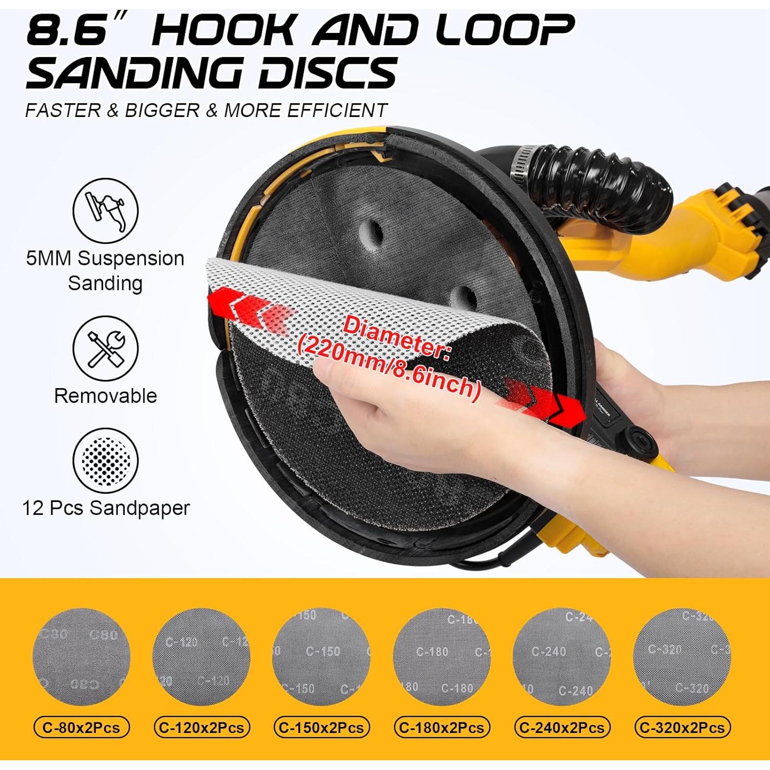 Lijadora de Drywall Gyfent 880W 7.3A 5 Velocidades LED