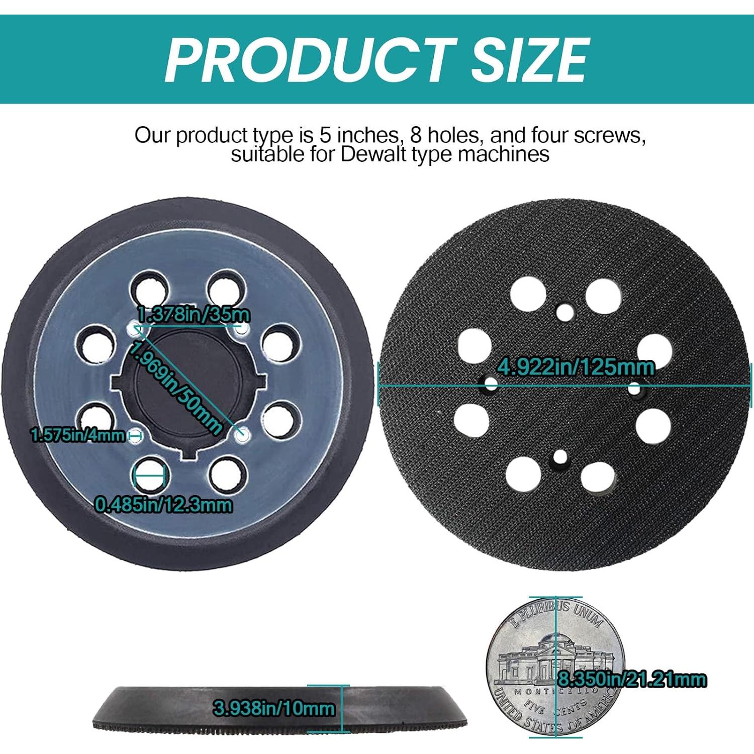2 Almohadillas de Lijado Dewalt 12.7 cm 8 Agujeros Reemplazo