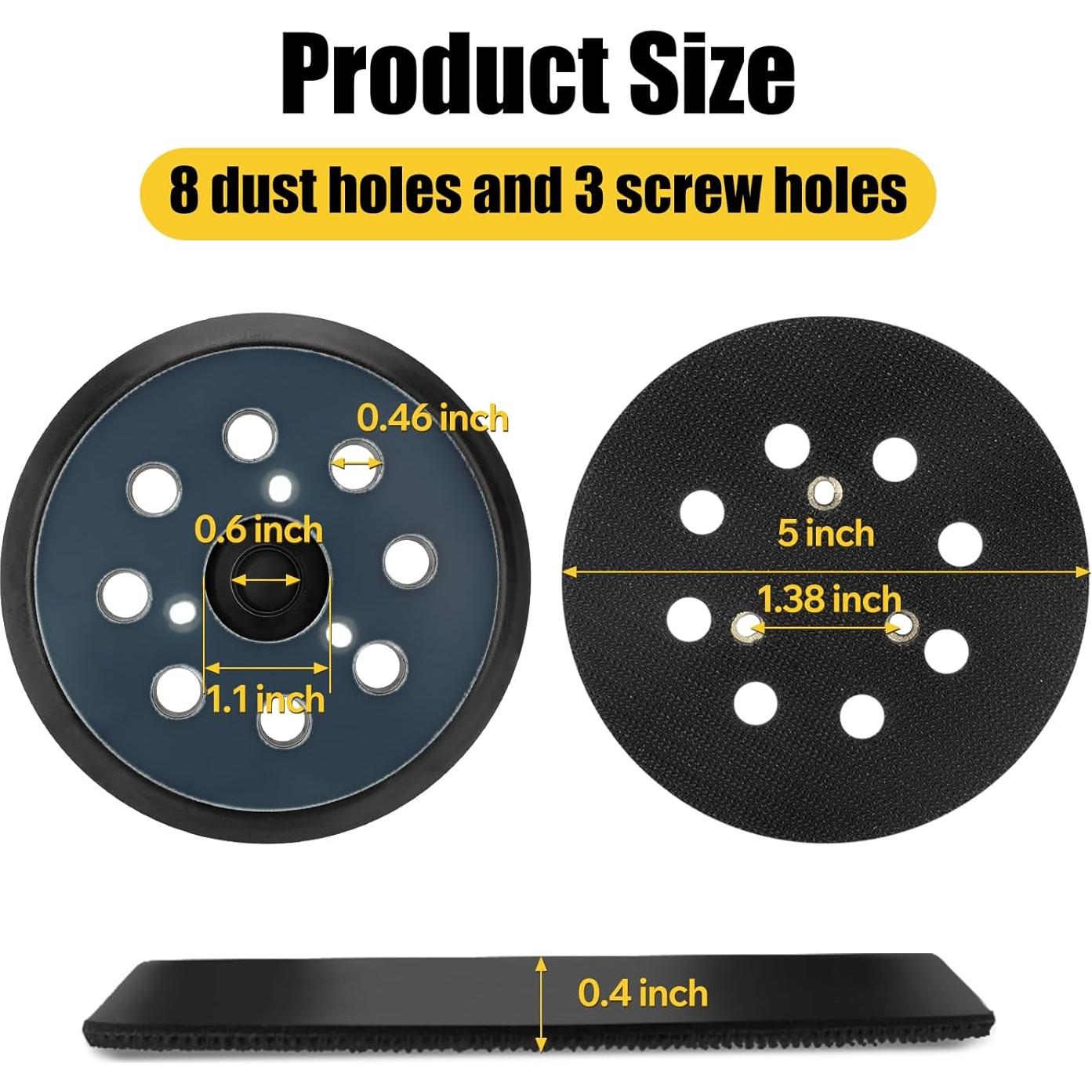 Paquete de 2 Almohadillas de Reemplazo 5" Dincerpen para Lijadoras