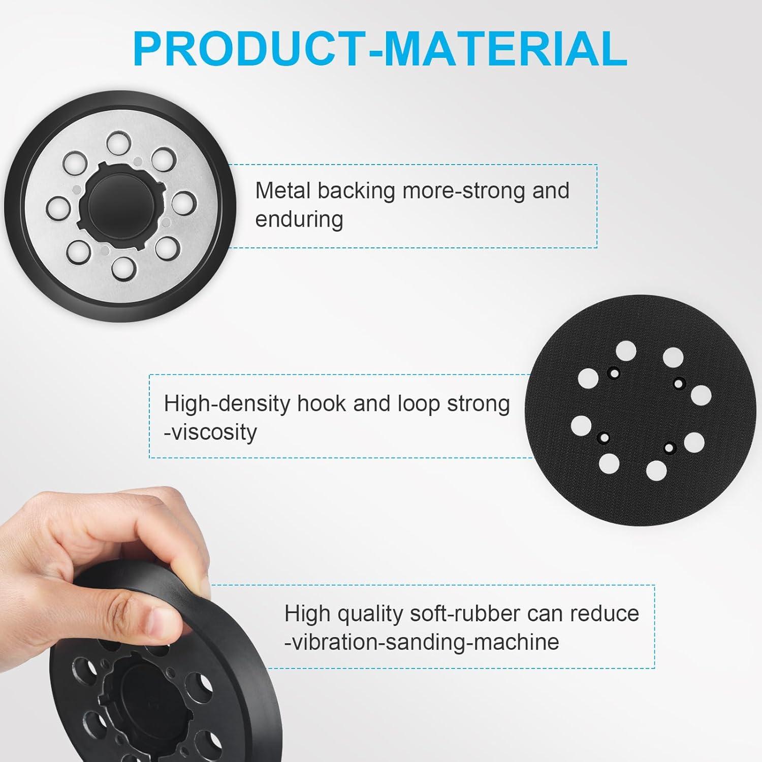 Paquete de 4 almohadillas de lijadora orbital Fibvaxm 5" 8 agujeros