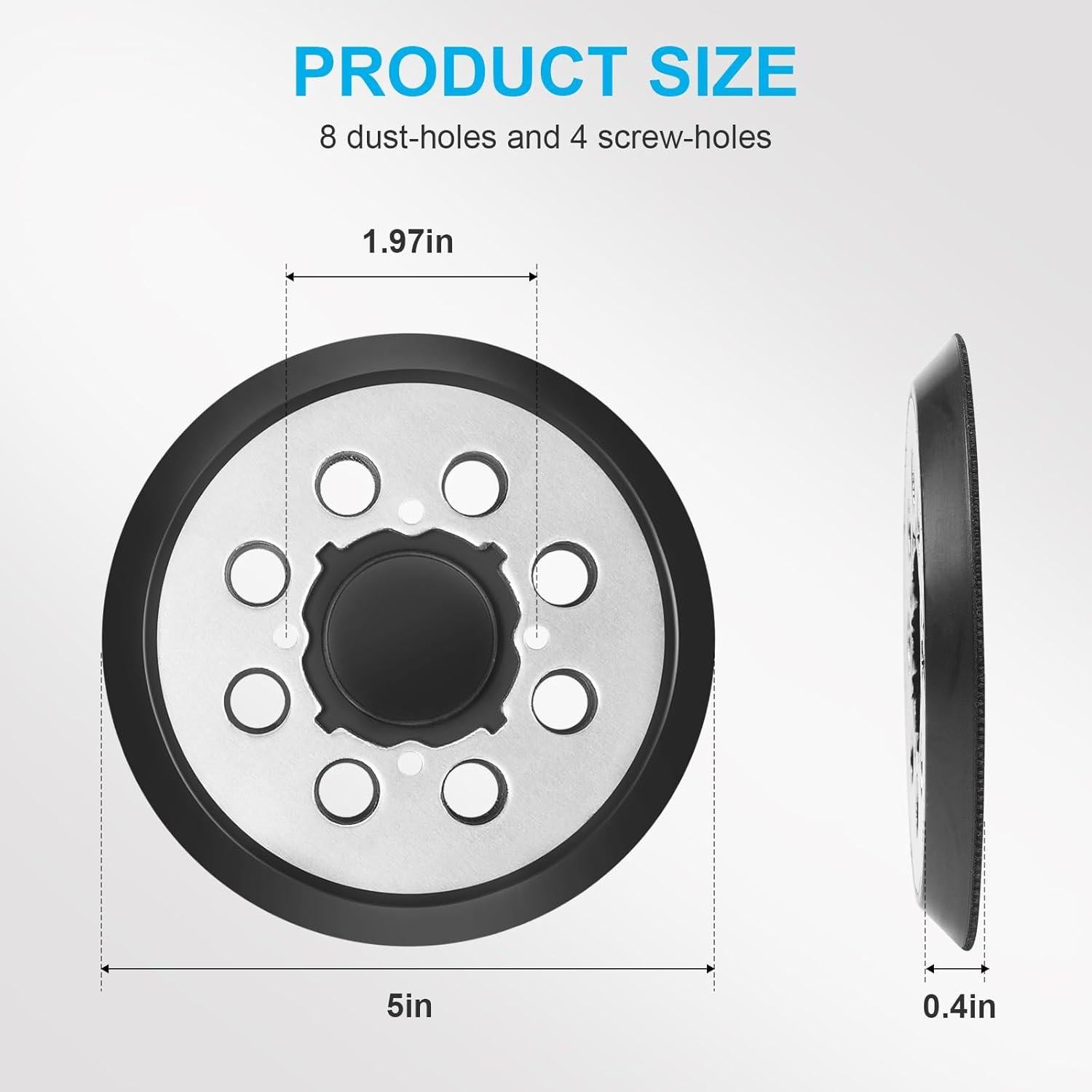 Paquete de 4 almohadillas de lijadora orbital Fibvaxm 5" 8 agujeros