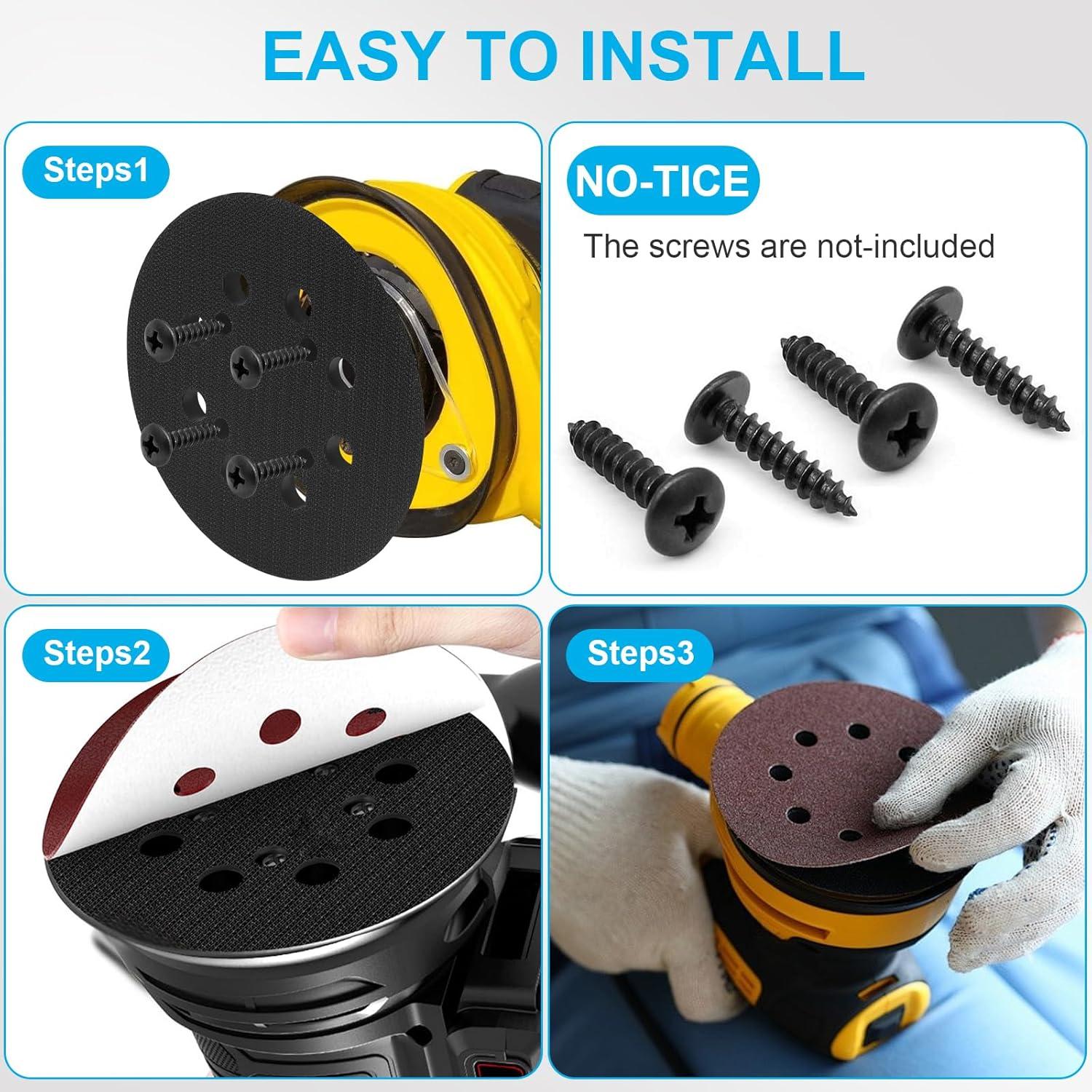 Paquete de 4 almohadillas de lijadora orbital Fibvaxm 5" 8 agujeros