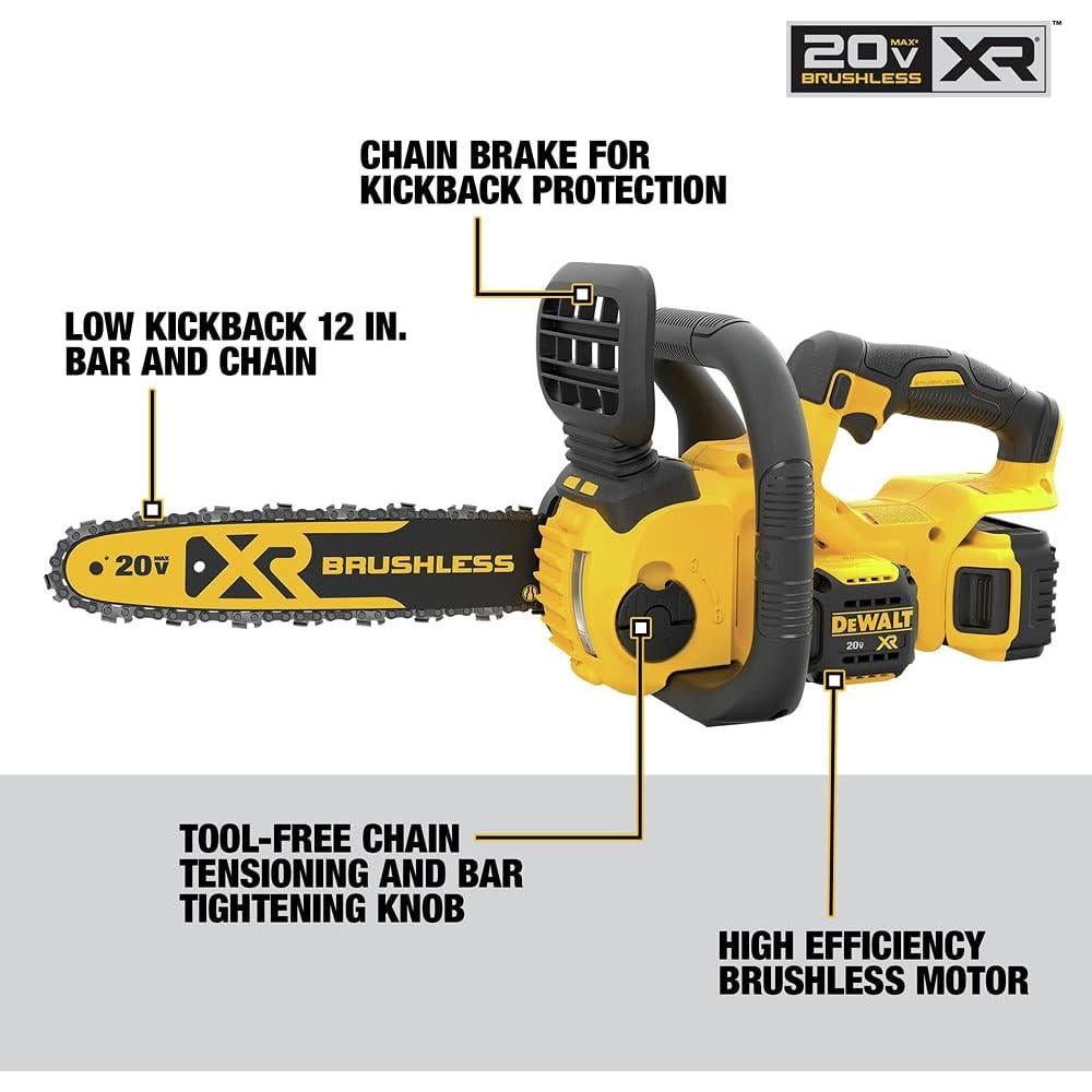 Motosierra Inalámbrica DEWALT 20V MAX 12" con Batería 5Ah