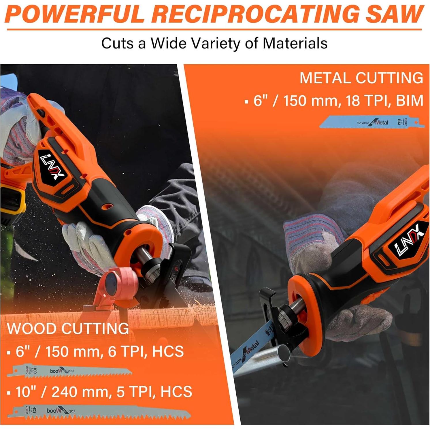 Sierra Recíproca Inalámbrica DEWALT 20V MAX, 4 Cuchillas