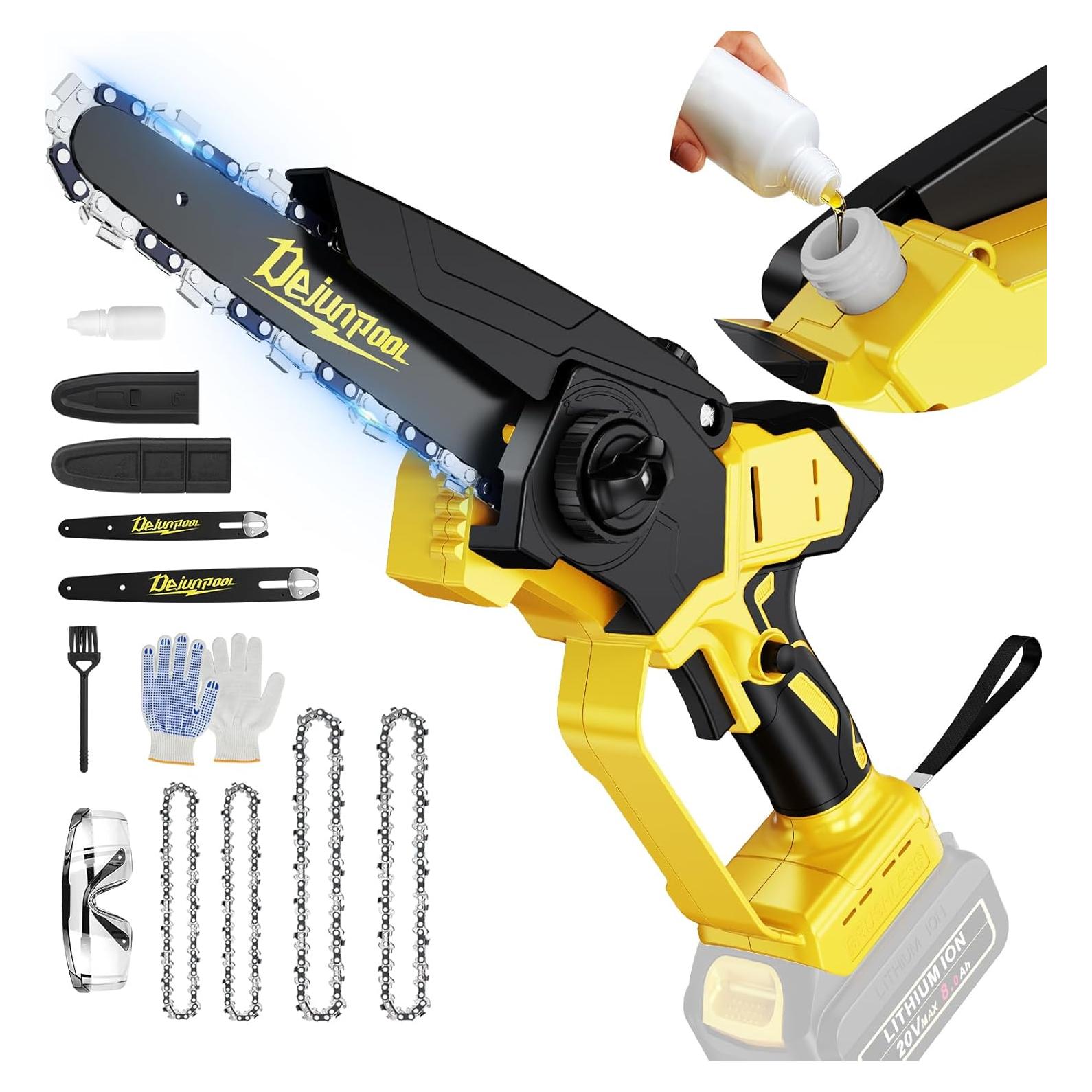 Sierra de Cadena Inalámbrica DEJUNPIOOL 1200W 6+8 Pulgadas