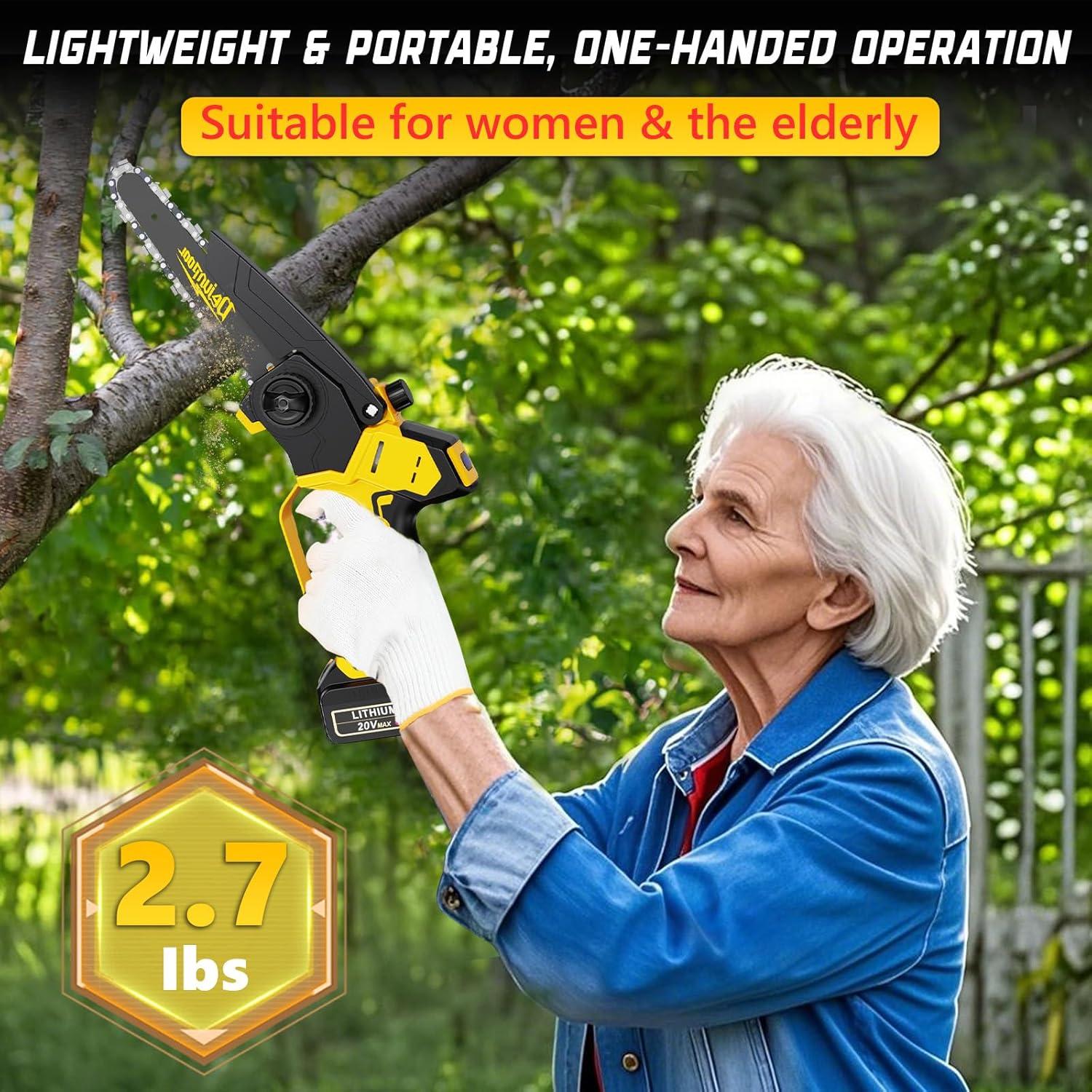 Sierra de Cadena Inalámbrica DEJUNPIOOL 1200W 6+8 Pulgadas