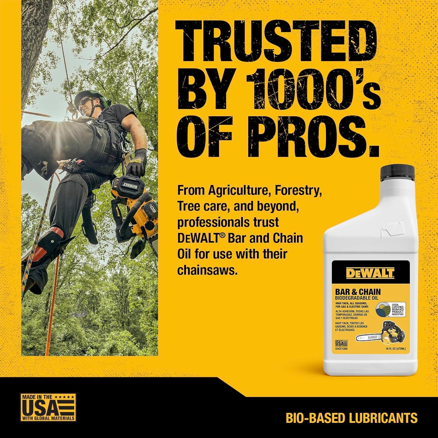 Aceite Biodegradable DEWALT 473 ml para Motosierra Ecológico