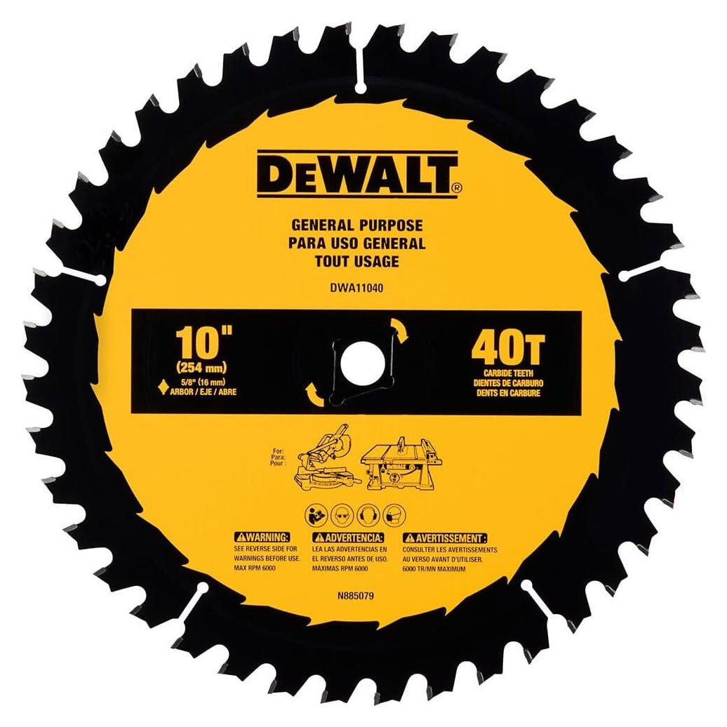 Sierra Circular DEWALT 25.4 cm 40 Dientes Carburo Afilado