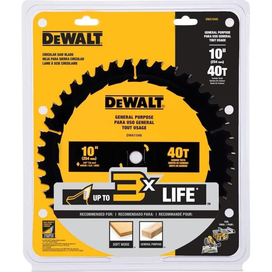 Sierra Circular DEWALT 25.4 cm 40 Dientes Carburo Afilado