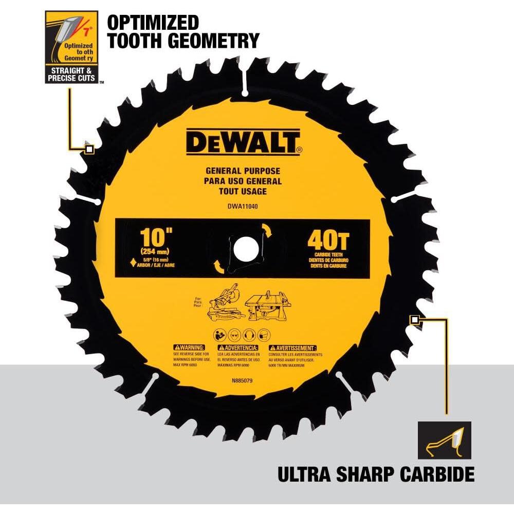 Sierra Circular DEWALT 25.4 cm 40 Dientes Carburo Afilado