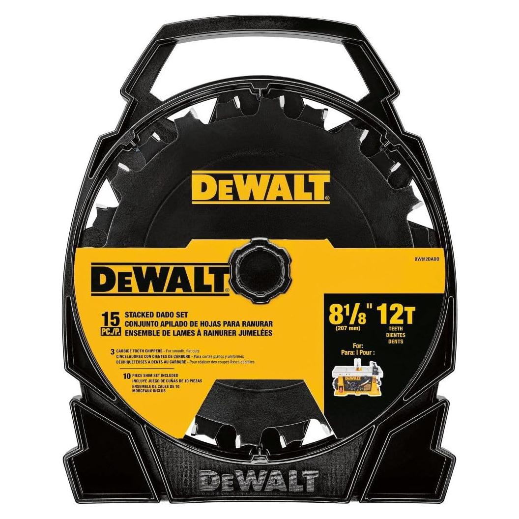 Sierra de Dado Apilada DEWALT 20.32 cm 12 Dientes DW812DADO