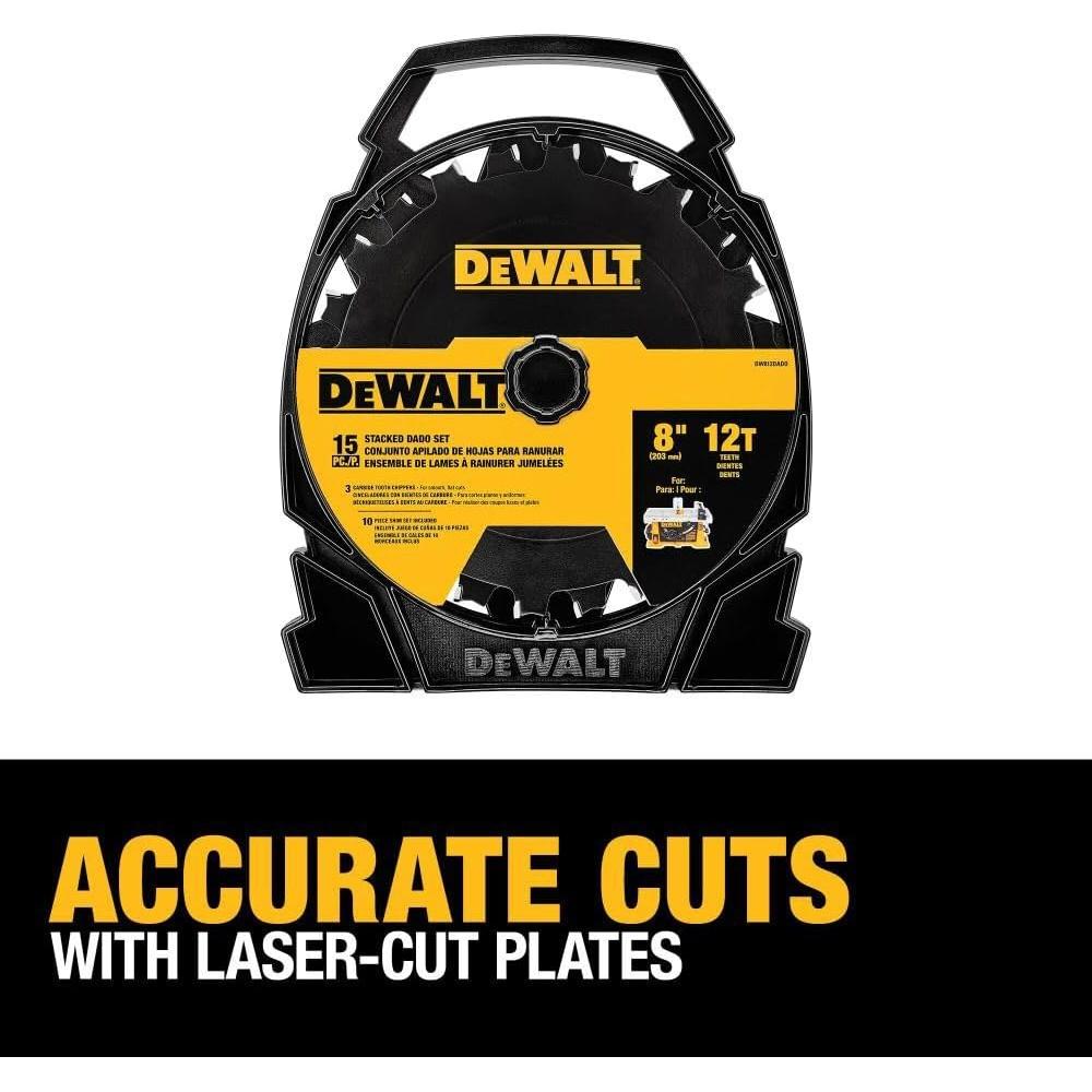 Sierra de Dado Apilada DEWALT 20.32 cm 12 Dientes DW812DADO
