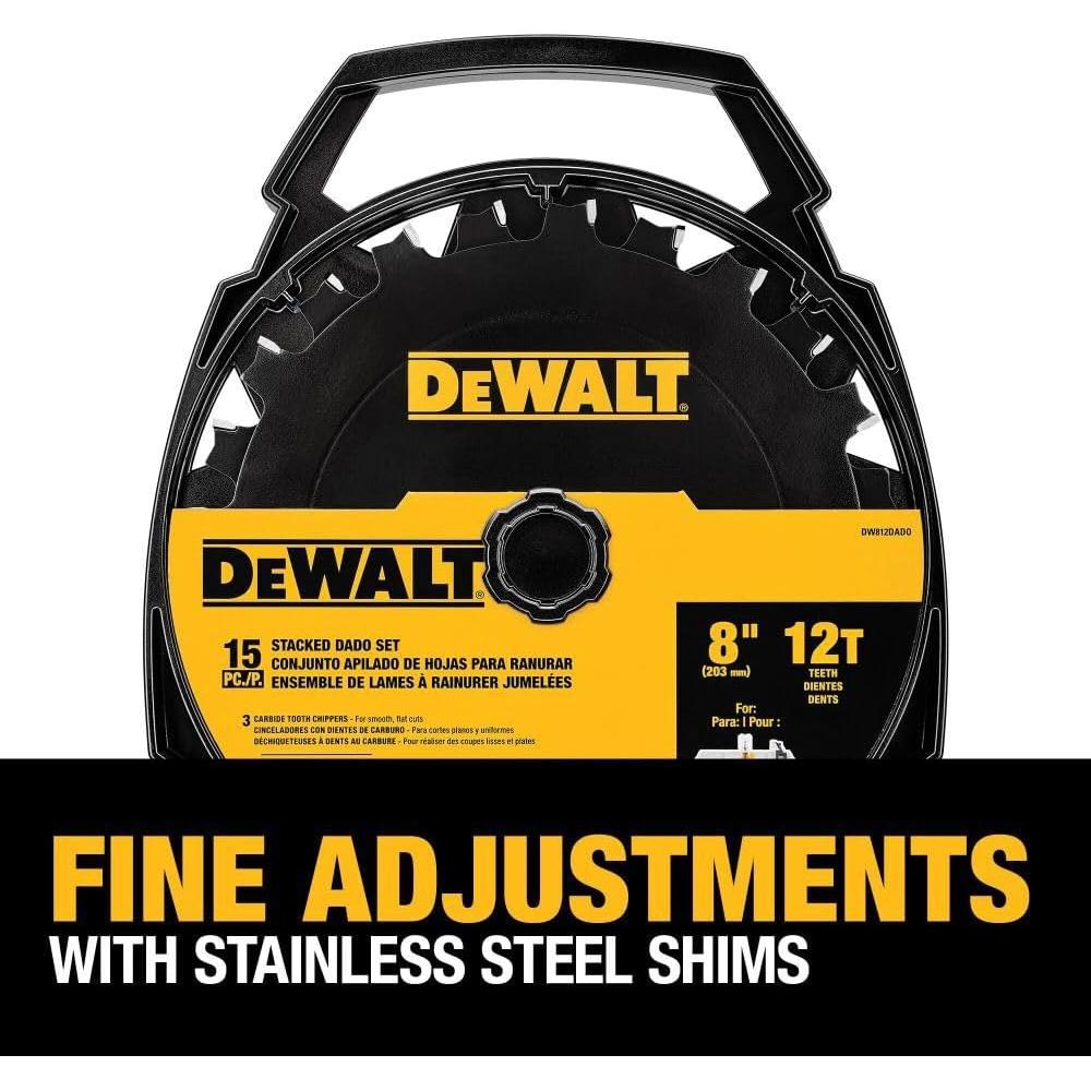 Sierra de Dado Apilada DEWALT 20.32 cm 12 Dientes DW812DADO