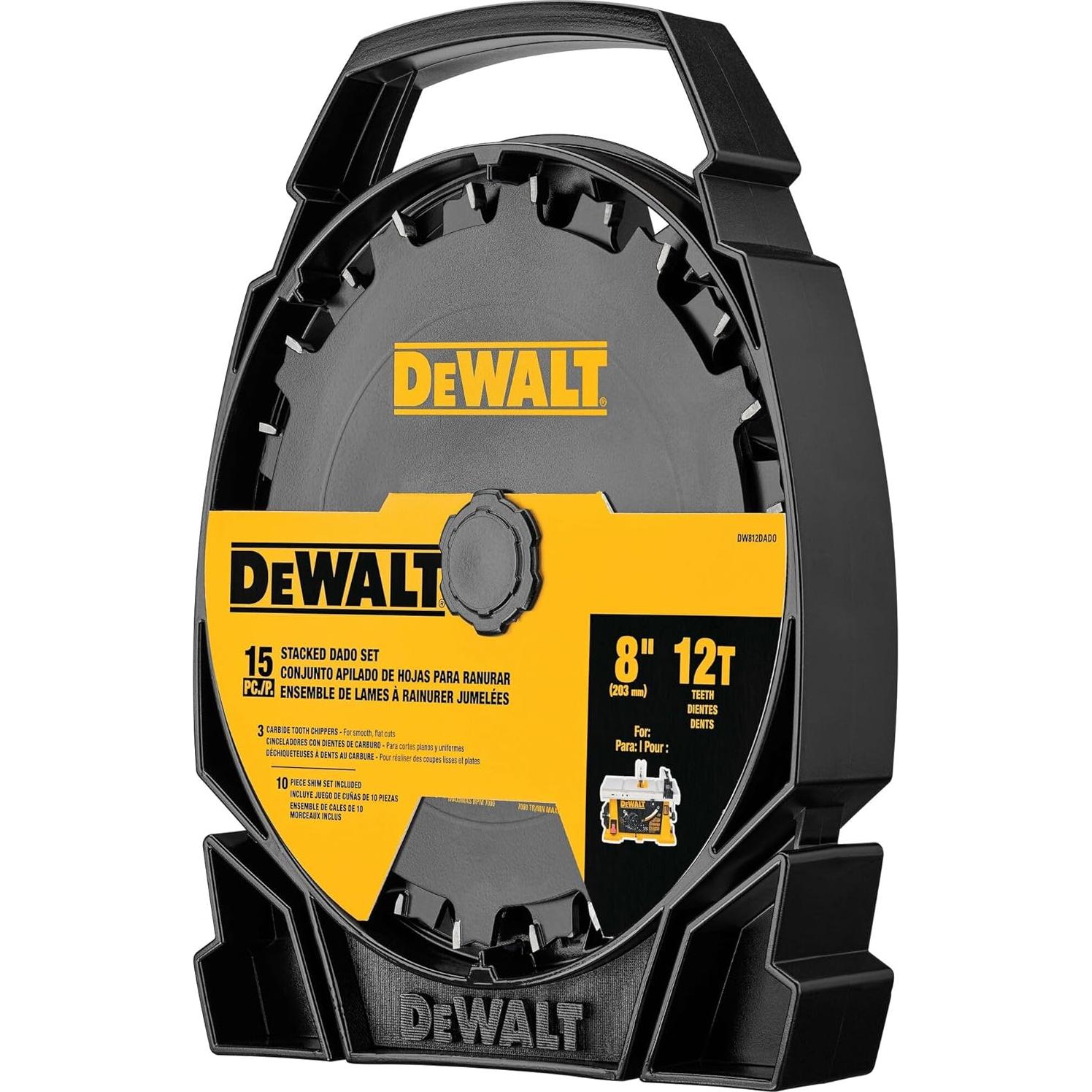 Sierra de Dado Apilada DEWALT 20.32 cm 12 Dientes DW812DADO