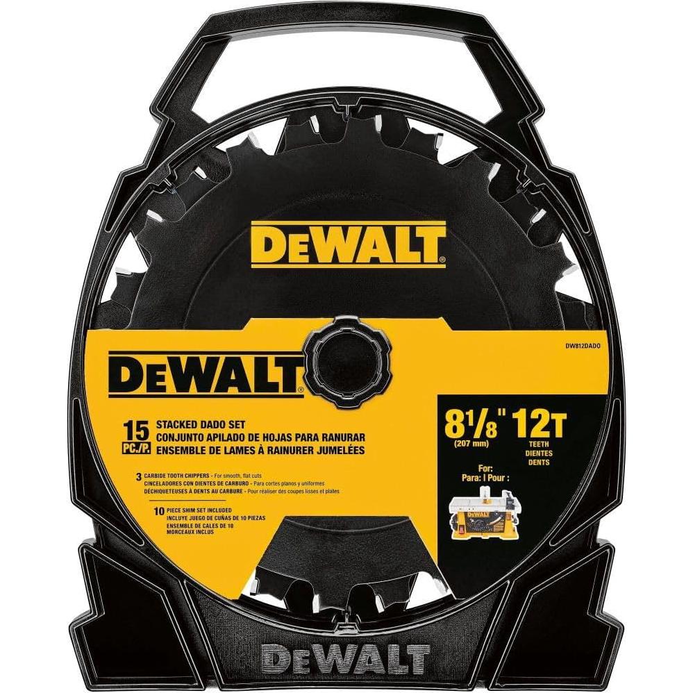 Sierra de Dado Apilada DEWALT 20.32 cm 12 Dientes DW812DADO