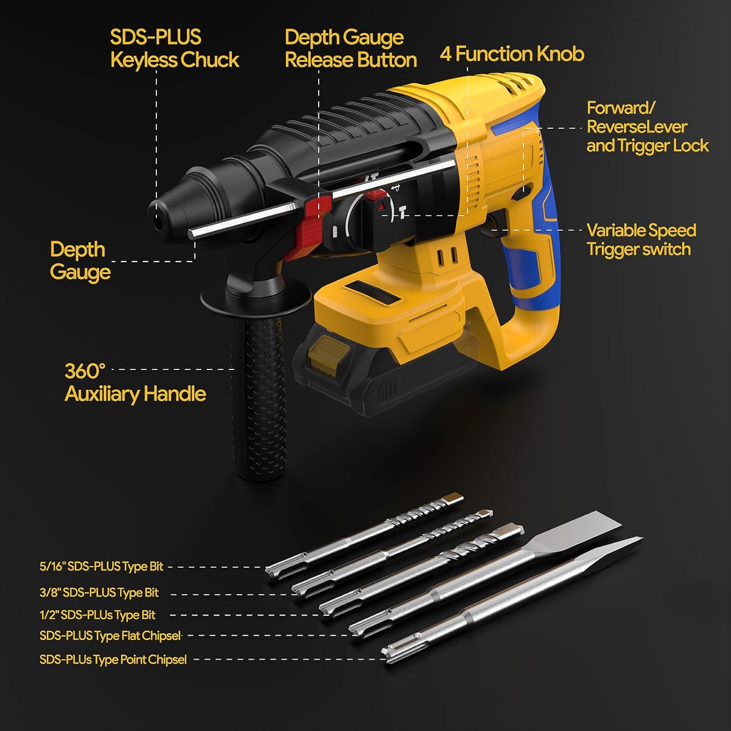 Taladro de Martillo Rotativo Inalámbrico Funnywhale iHammer 6 Plus 20V