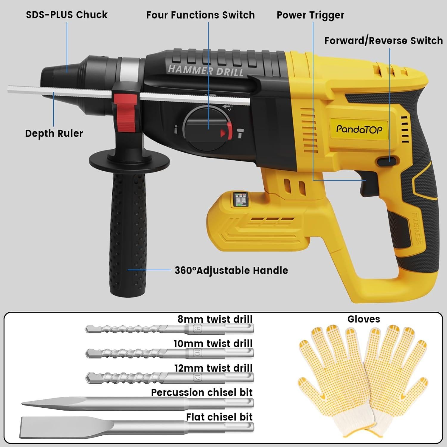 Rotomartillo Inalámbrico Dewalt 20V Sin Escobillas 4 Funciones