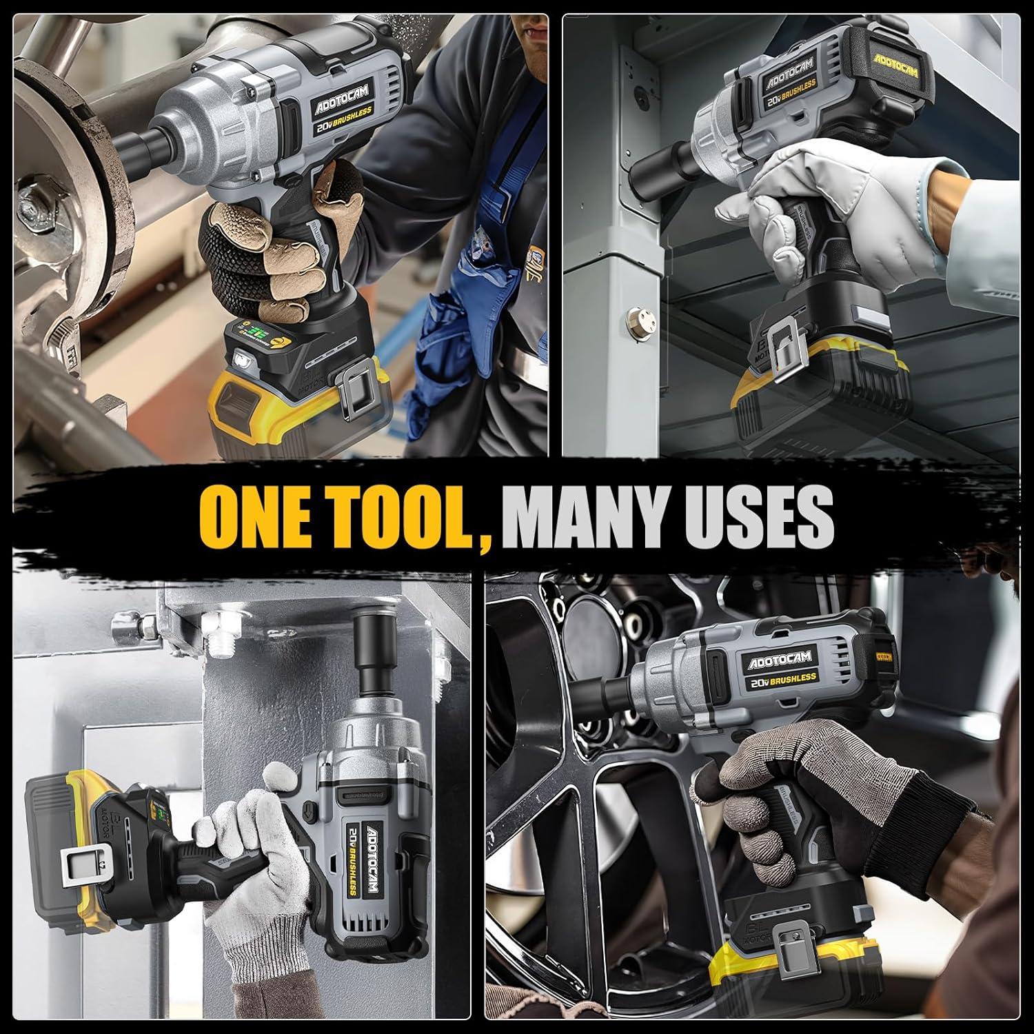 Llave de impacto inalámbrica ADOTOCAM 20V 1000 Nm 3 velocidades