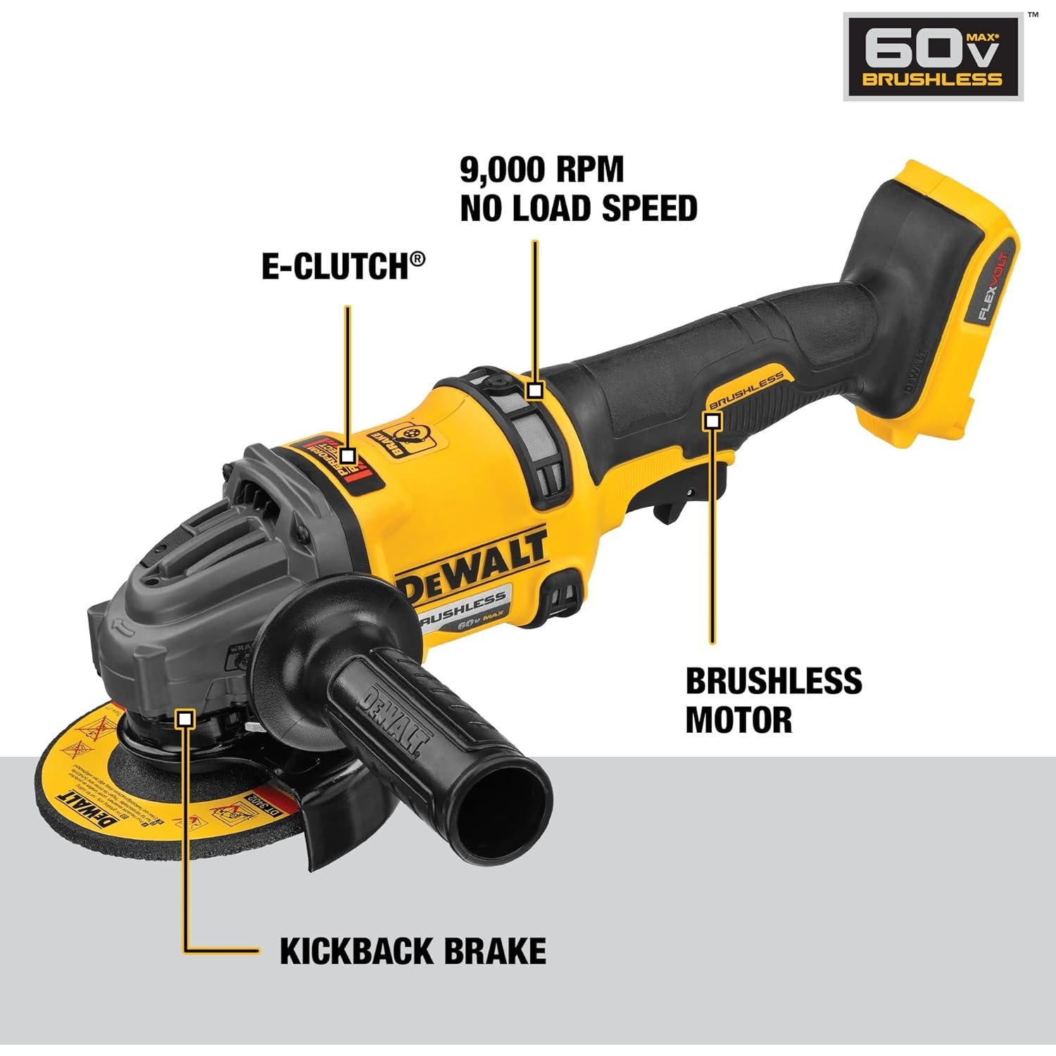 Amoladora Angular Inalámbrica DEWALT 60V MAX 4-1/2 a 6 Pulgadas