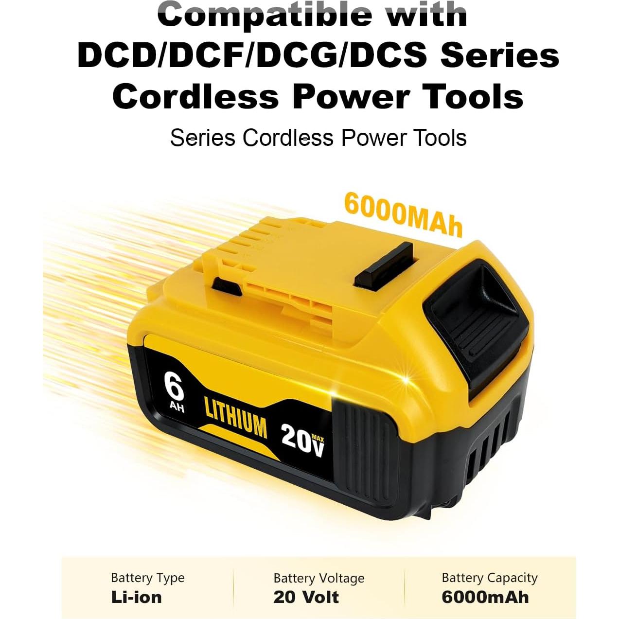 Paquete de 2 Baterías 6000mAh y Cargador DCB102 Dewalt 20V