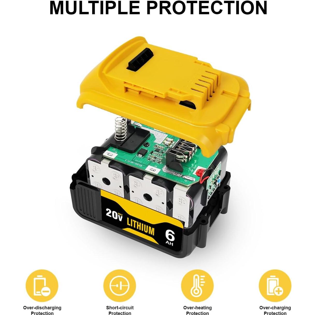 Paquete de 2 Baterías 6000mAh y Cargador DCB102 Dewalt 20V
