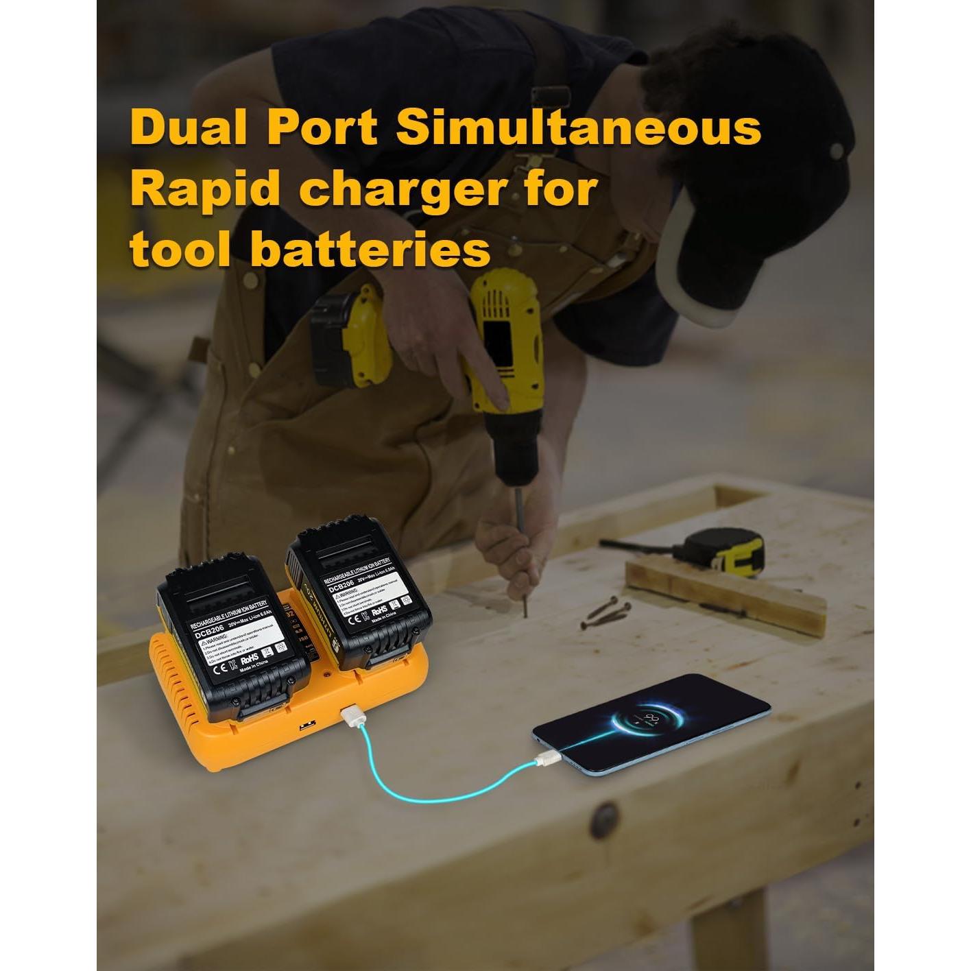 Paquete de 2 Baterías 6000mAh y Cargador DCB102 Dewalt 20V