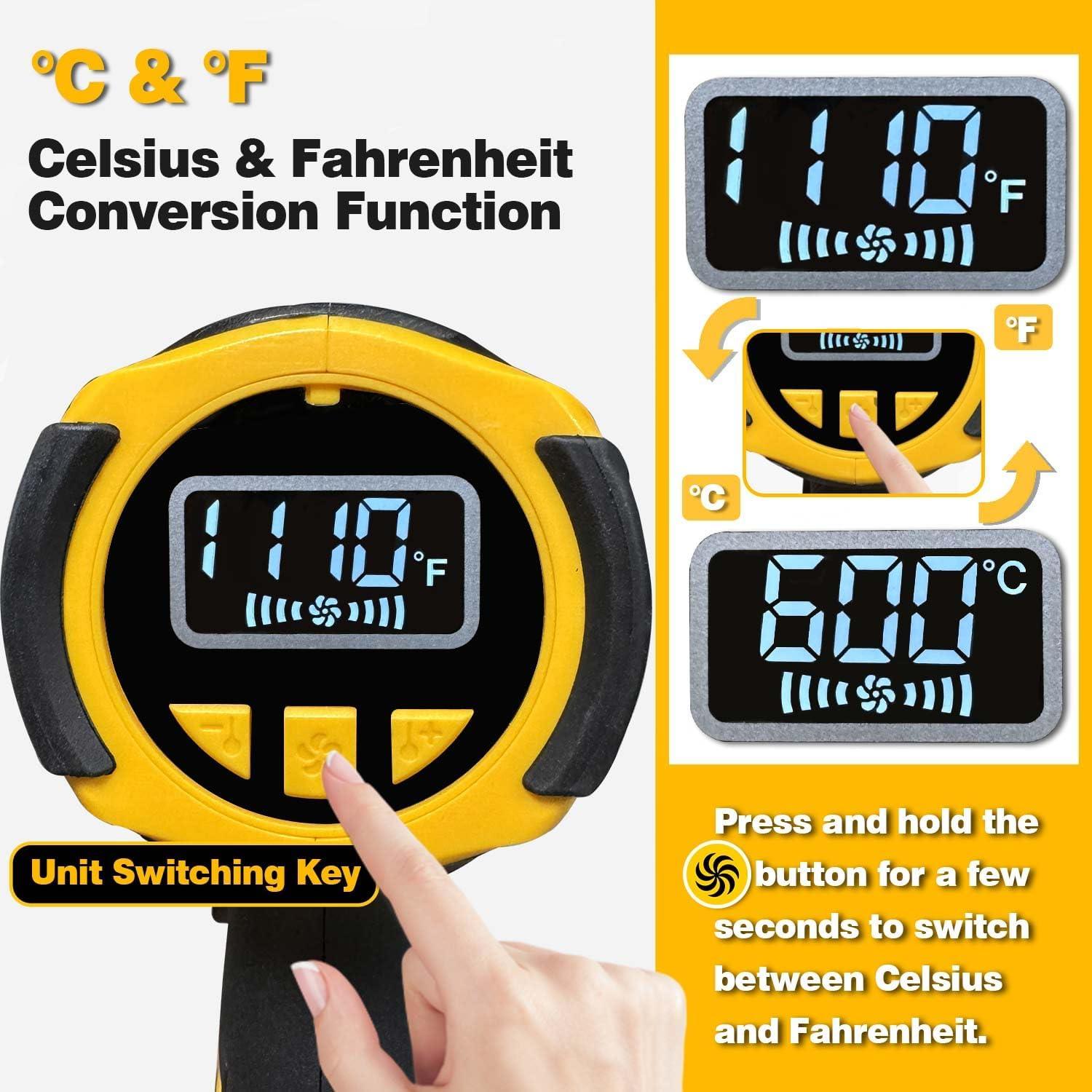 Pistola de Calor Inalámbrica Foduuo 350W 2 Temperaturas LCD
