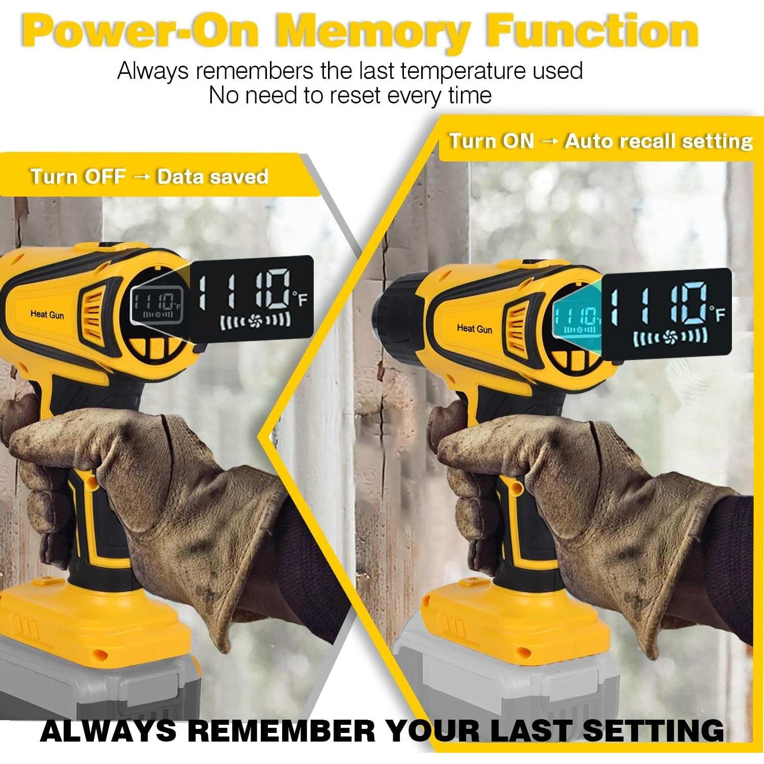 Pistola de Calor Inalámbrica Foduuo 350W 2 Temperaturas LCD