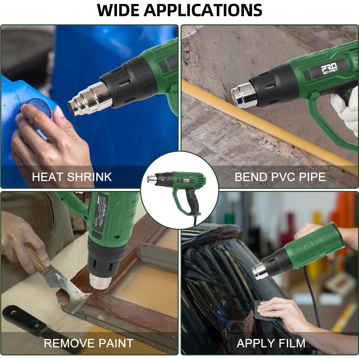 Pistola de Calor Prostormer 2000W con 4 Boquillas y Control de Temperatura