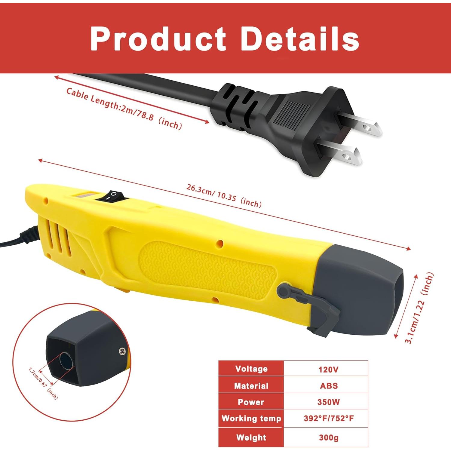 Pistola de Calor Mini QST EXPRESS 350W Amarilla 2 Temperaturas