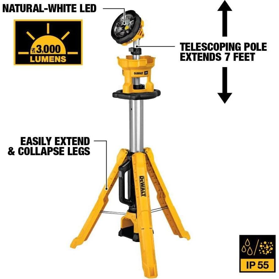 Luz de Trabajo LED Inalámbrica DEWALT 20V MAX con Trípode