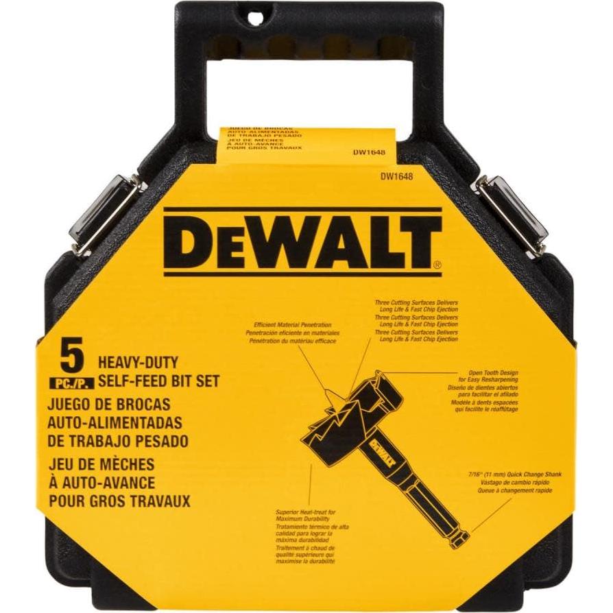 Broca Autoalimentada DEWALT DW1648 Kit 5 Piezas 1-3/8" a 2-9/16"