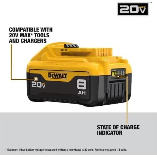 Batería de Litio-Ion Dewalt 20V MAX 8Ah Paquete de 2 con Cargador