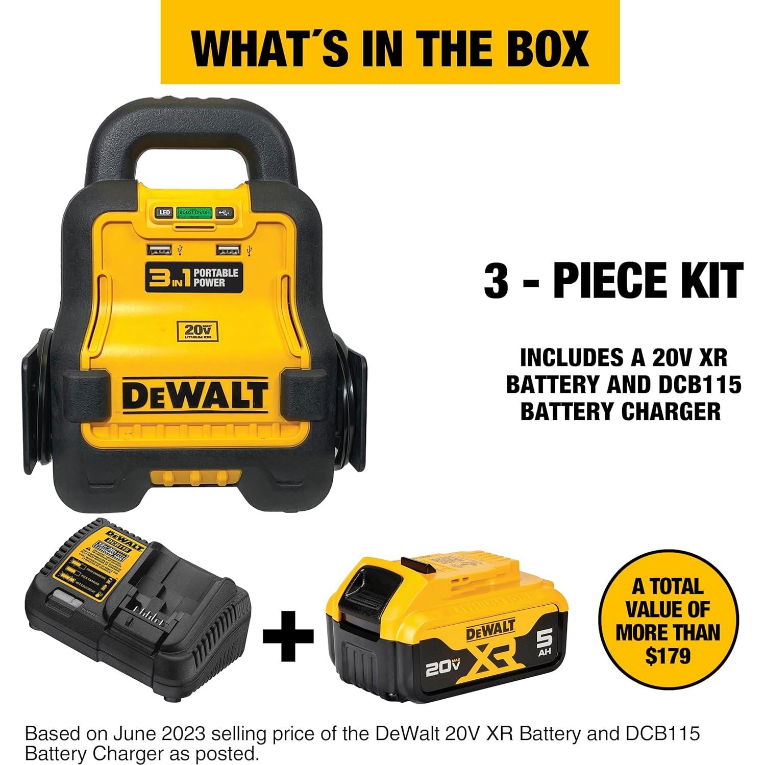 Aumentador de Batería DeWalt DXAE20VBBK con Batería 20V 5Ah