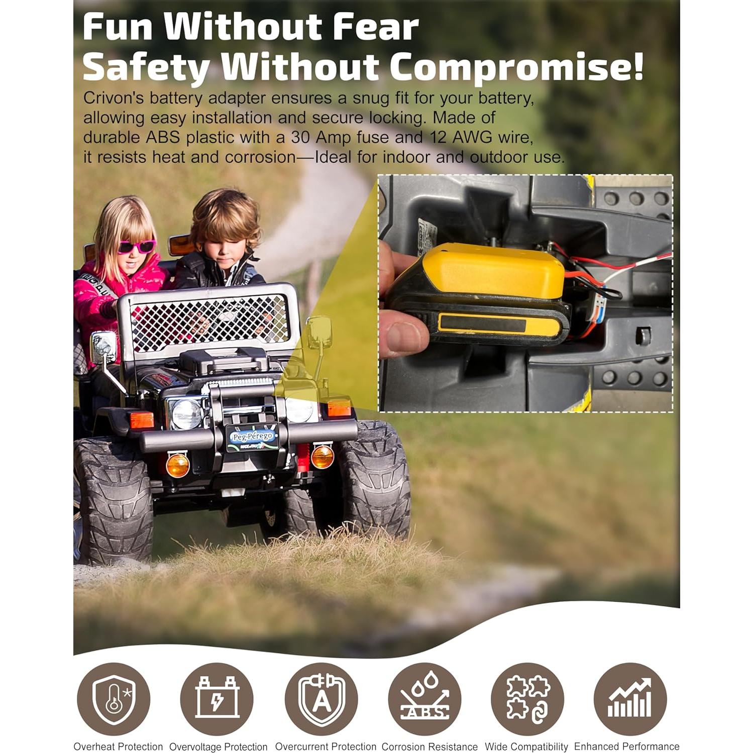 Paquete de 2 adaptadores de batería Crivon 20V para Power Wheels