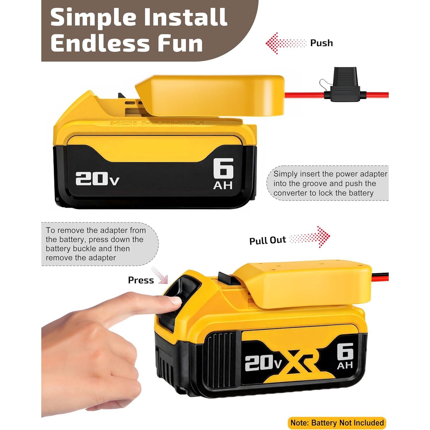 Paquete de 2 adaptadores de batería Crivon 20V para Power Wheels