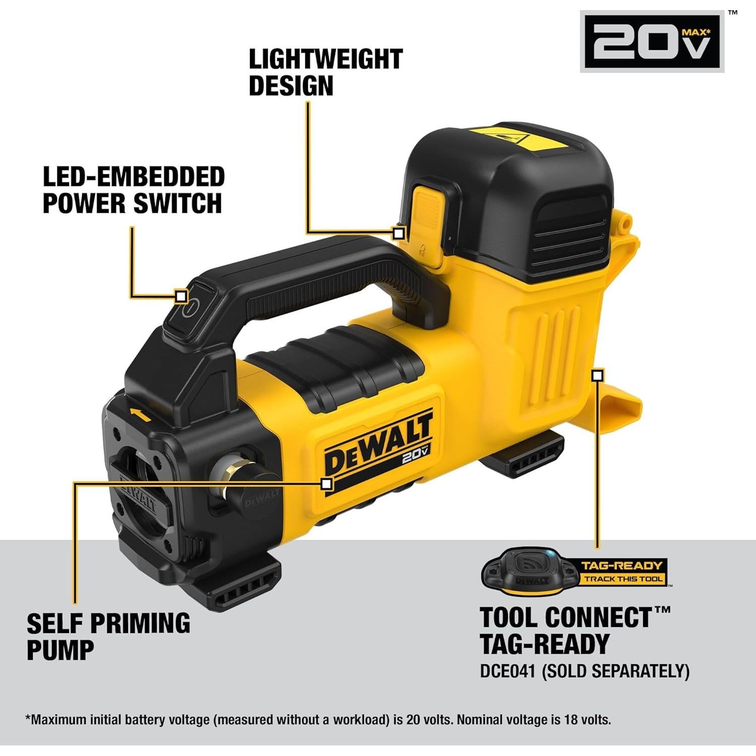 Bomba de Transferencia DEWALT 20V MAX, 10 GPM, Ligera y Potente