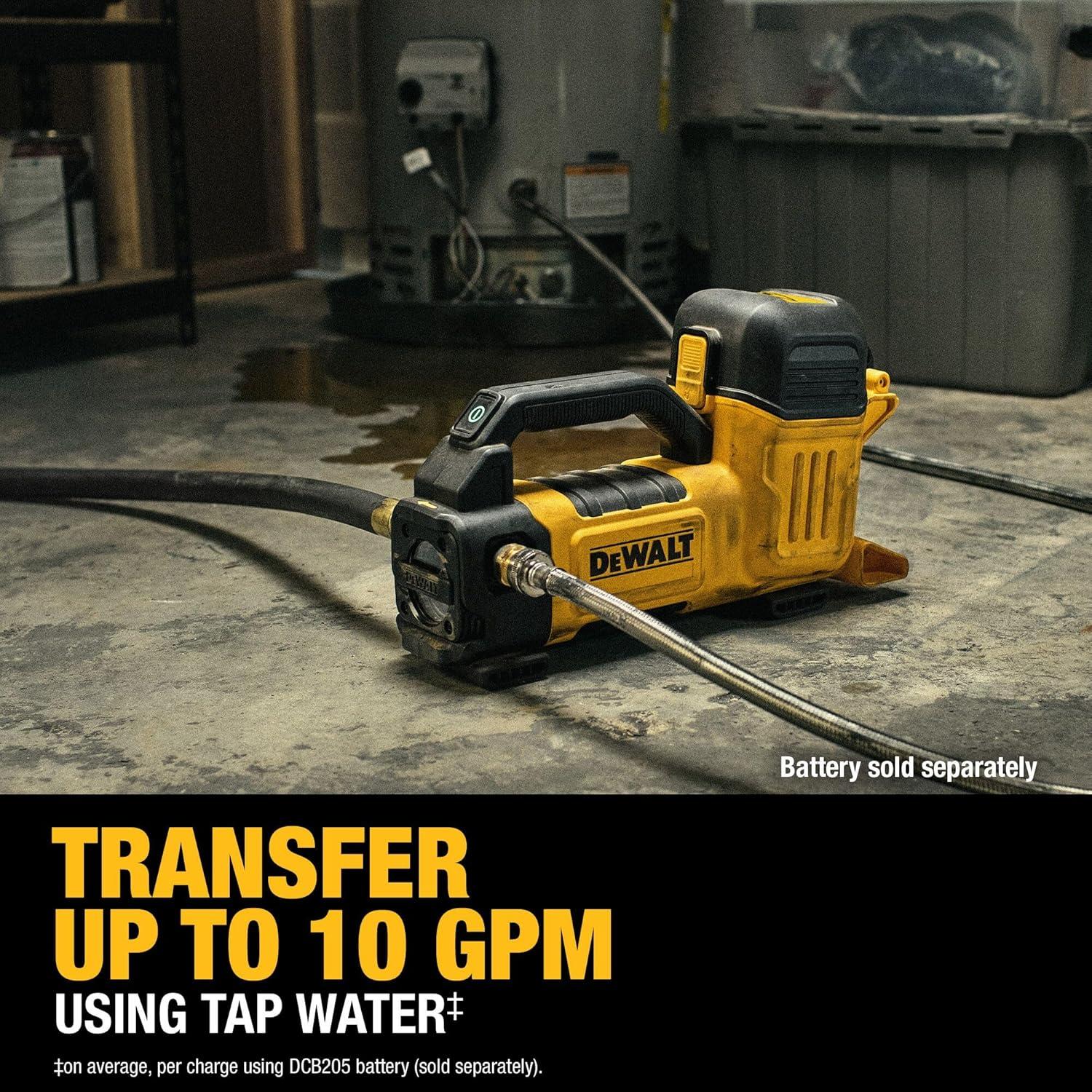 Bomba de Transferencia DEWALT 20V MAX, 10 GPM, Ligera y Potente