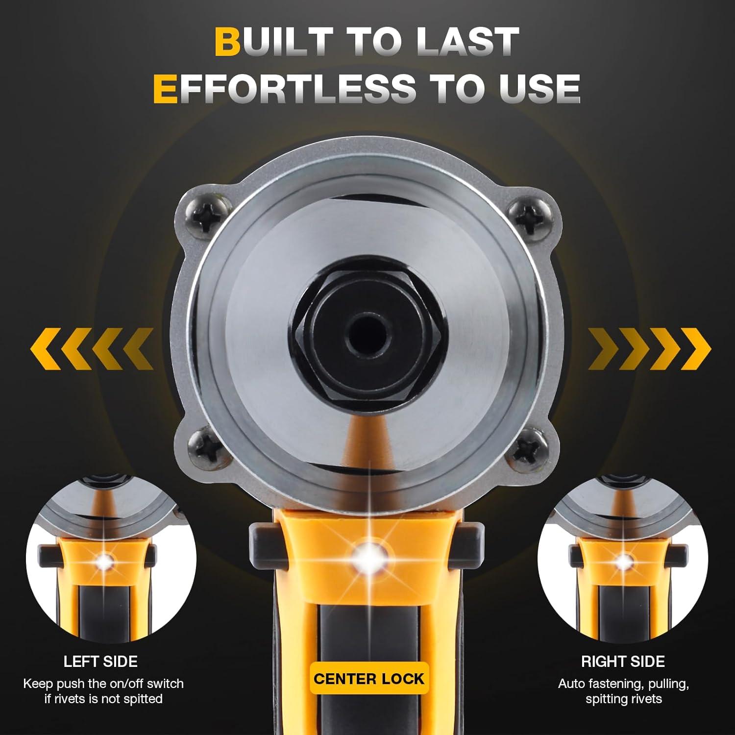 Pistola de Remaches Inalámbrica Decwls 20V, 3 Cabezales