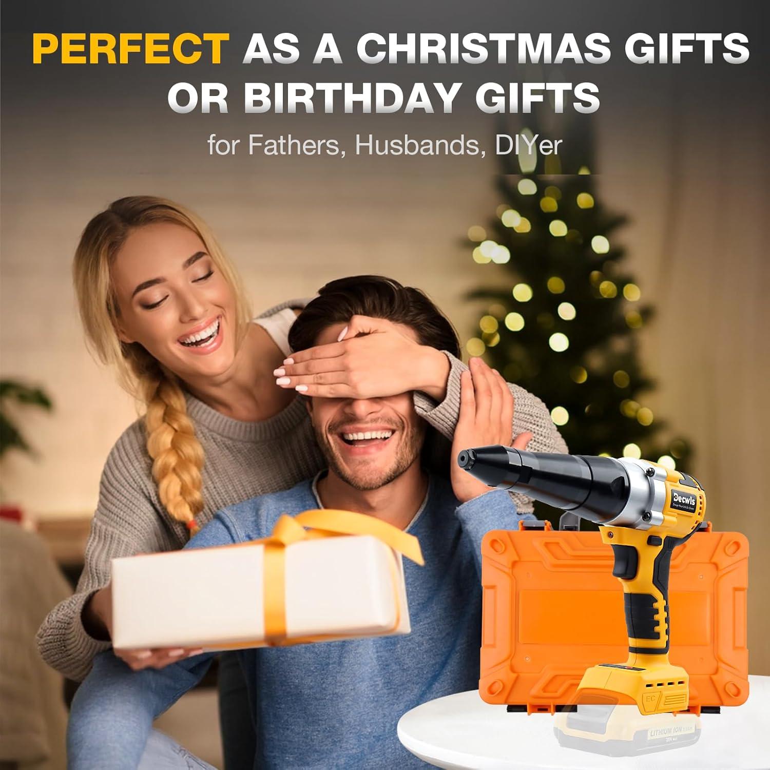 Pistola de Remaches Inalámbrica Decwls 20V, 3 Cabezales