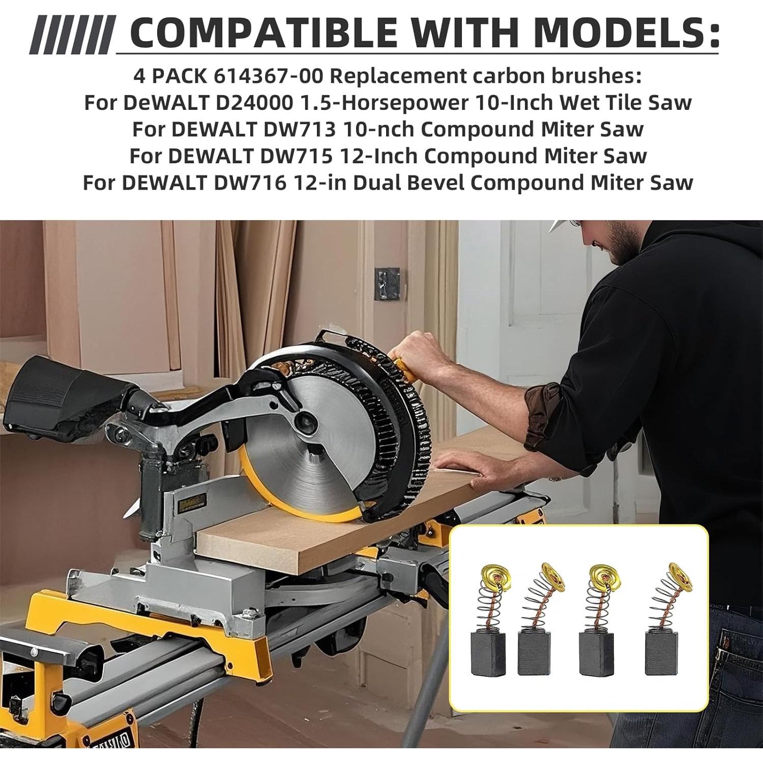 Paquete de 4 Cepillos de Carbono Dewalt D24000 DW713 DW715